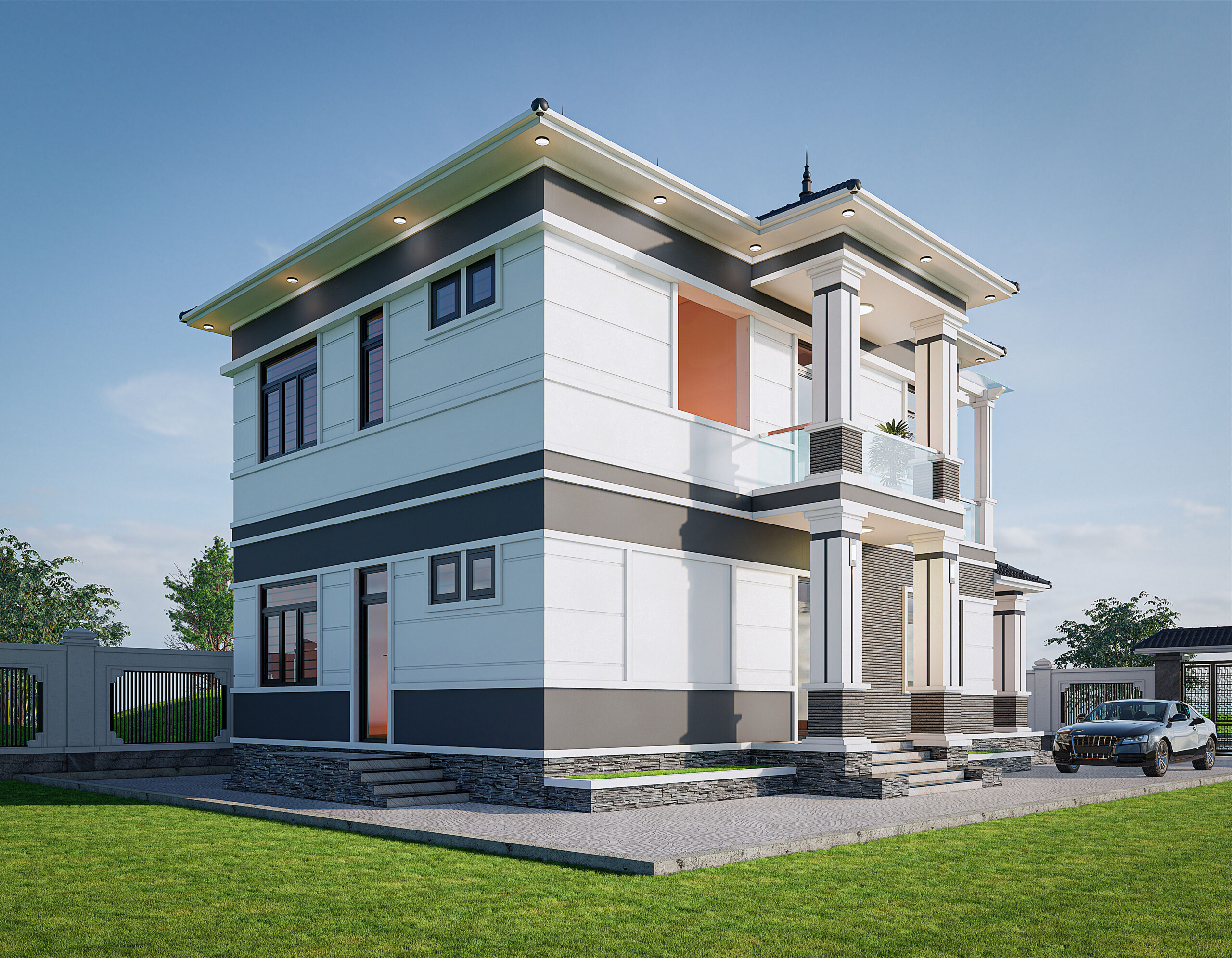 Biệt thự 2 tầng mái Nhật ngói xanh đen hiện đại – Anh Dũng, Hòa Bình – NAVI-BT20 gallery