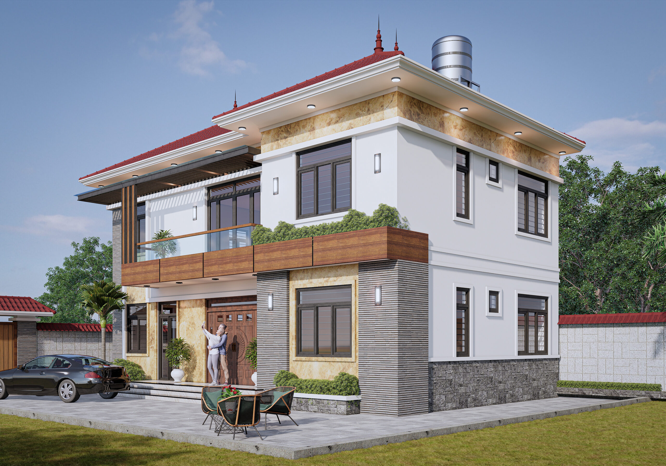 Biệt thự 2 tầng mái Nhật ngói đỏ hiện đại – Anh Long, Hải Dương – NAVI-BT23 gallery