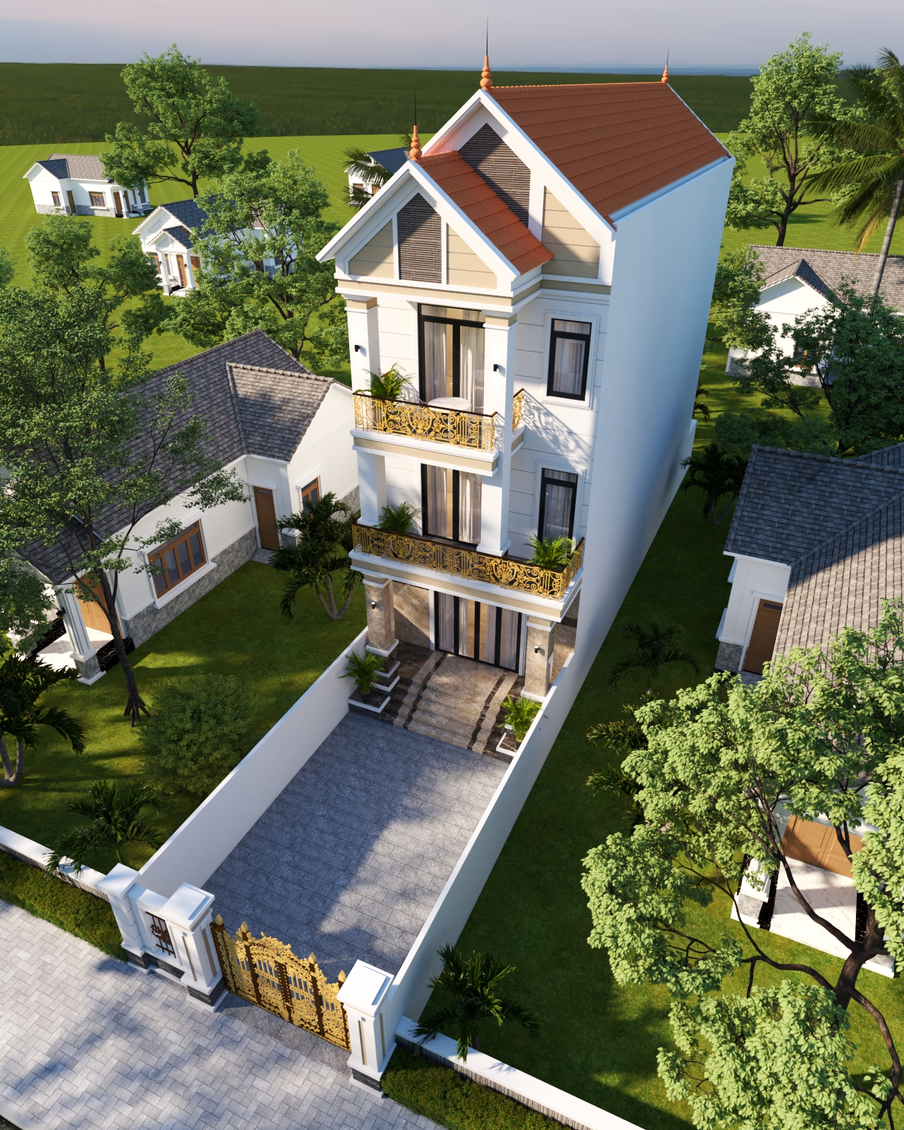 Nhà 3 tầng mái Thái ngói đỏ tân cổ điển – Anh Cường, Hải Dương – NAVI-BT35 gallery