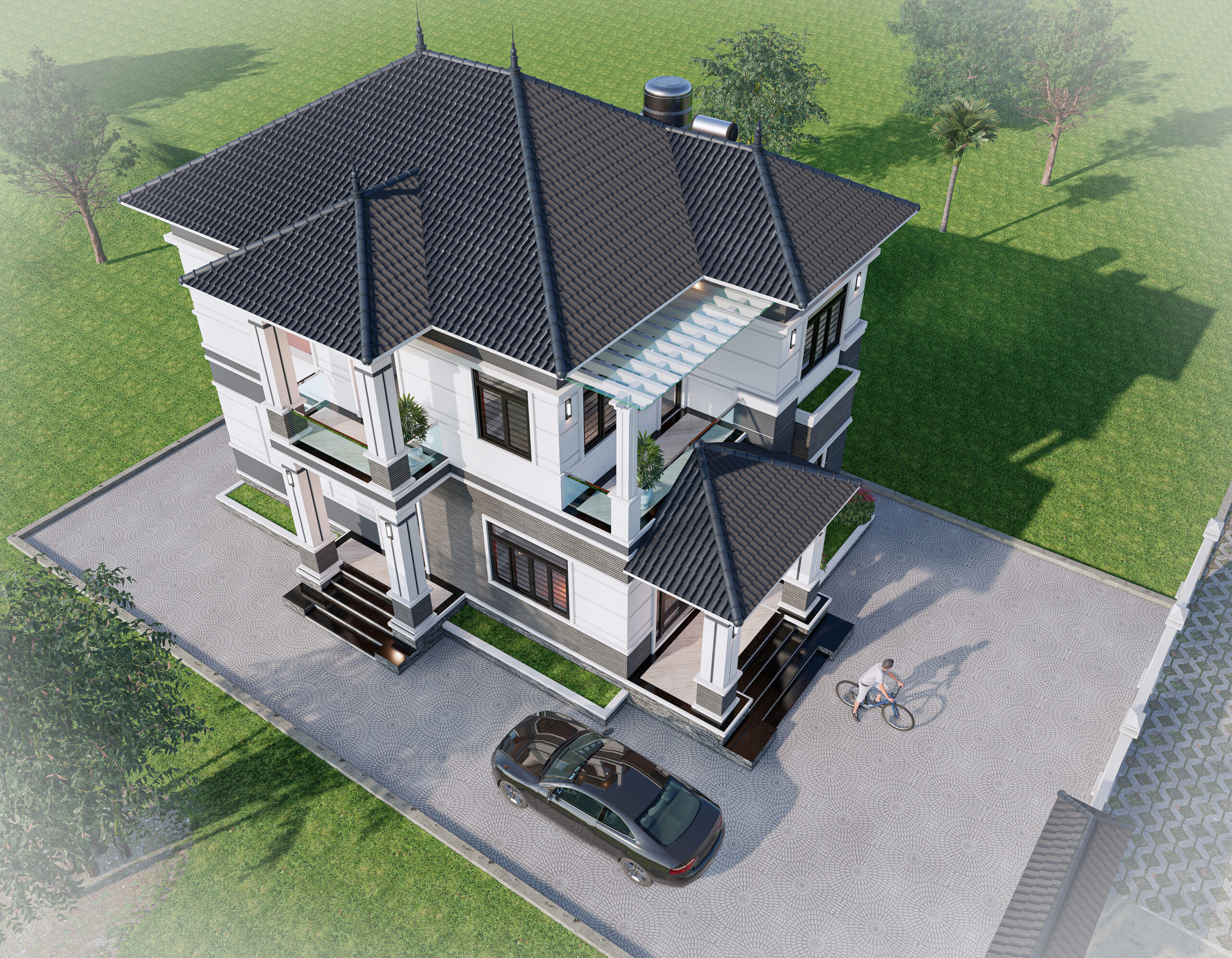 Biệt thự 2 tầng mái Nhật ngói xanh đen hiện đại – Anh Dũng, Hòa Bình – NAVI-BT20 gallery