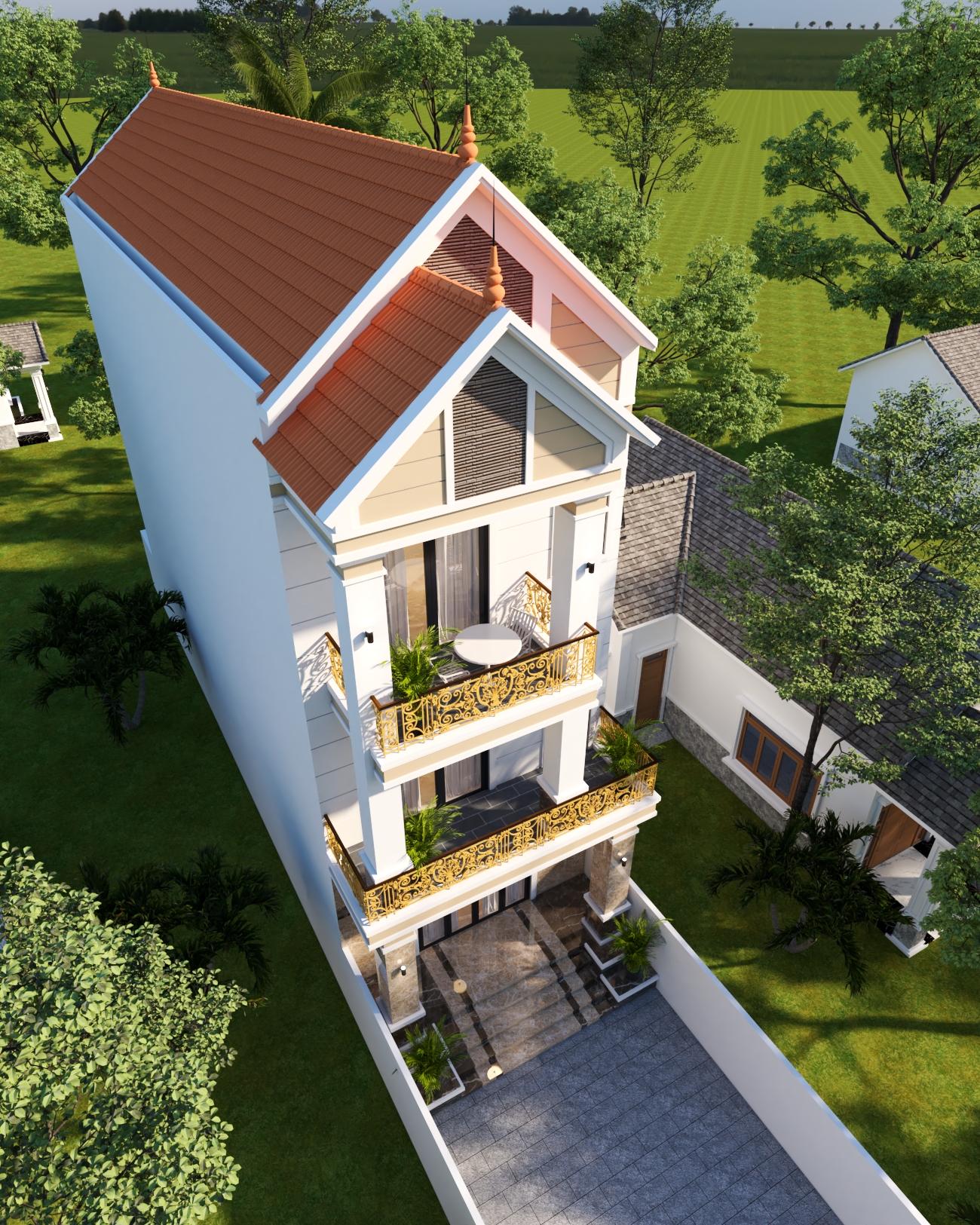 Nhà 3 tầng mái Thái ngói đỏ tân cổ điển – Anh Cường, Hải Dương – NAVI-BT35 gallery