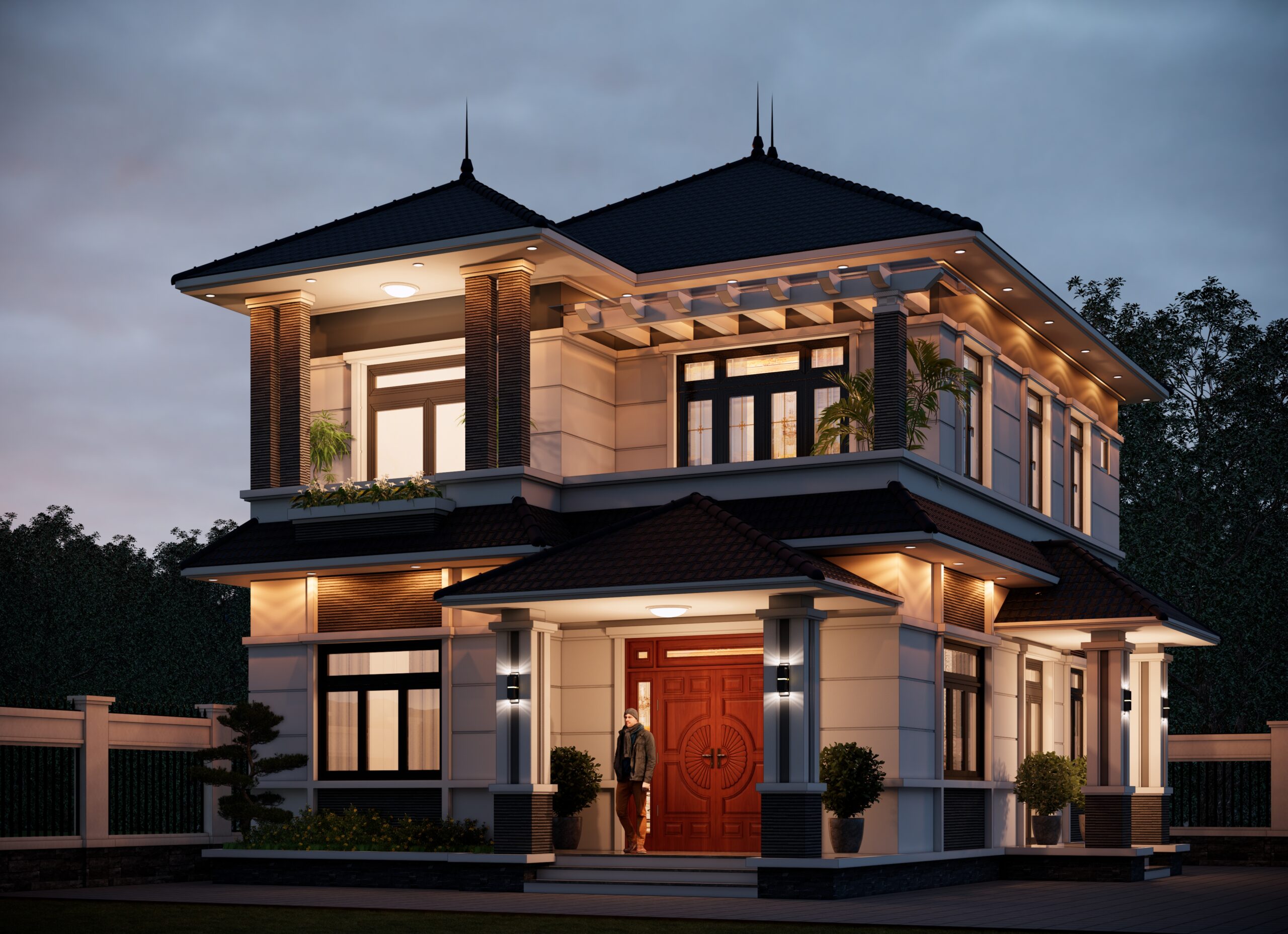 Biệt thự 2 tầng mái Nhật ngói xanh đen hiện đại – Anh Dũng, Bắc Giang gallery