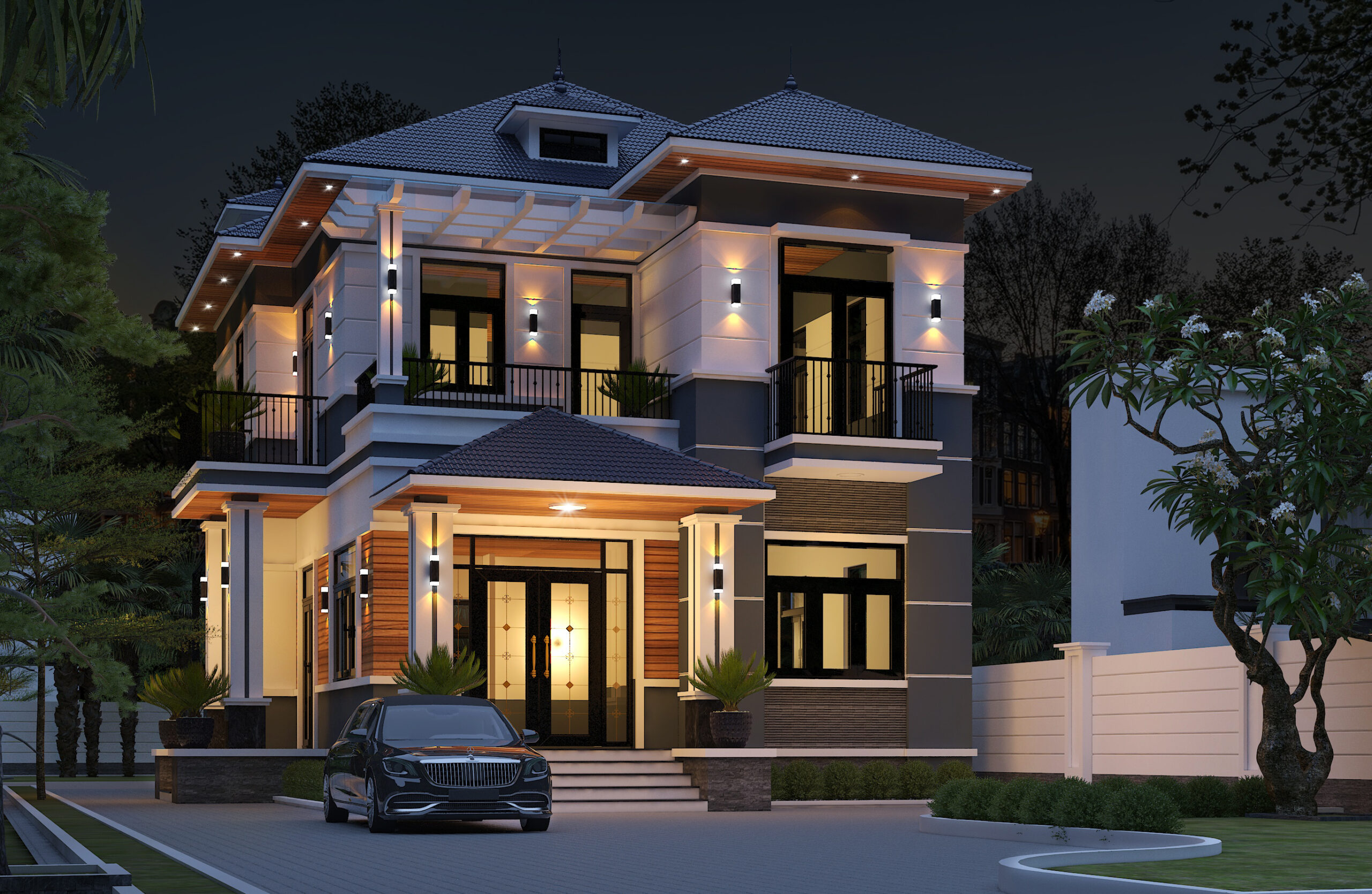 Biệt thự 2 tầng mái Nhật ngói xanh đen hiện đại – Anh Minh, Thái Bình – NAVI-BT16 gallery