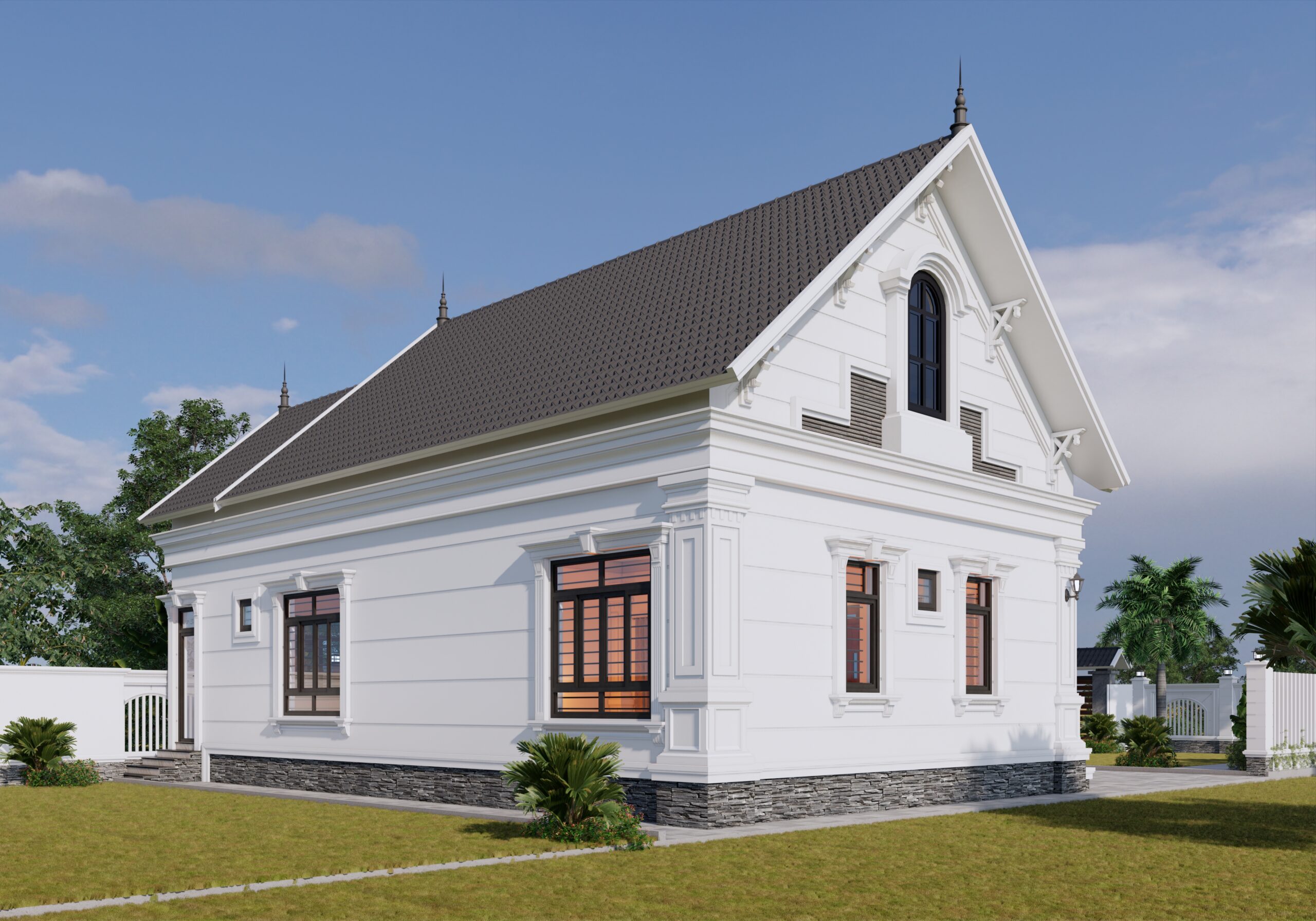 Biệt thự 1 tầng mái Thái ngói xanh đen tân cổ điển – Anh Hùng, Yên Bái – NAVI-BT22 gallery