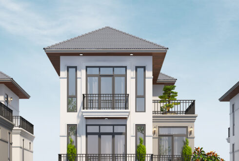 Biệt thự 3 tầng mái Nhật ngói xám tân cổ điển – Anh Long, Quảng Ninh – NAVI-BT37