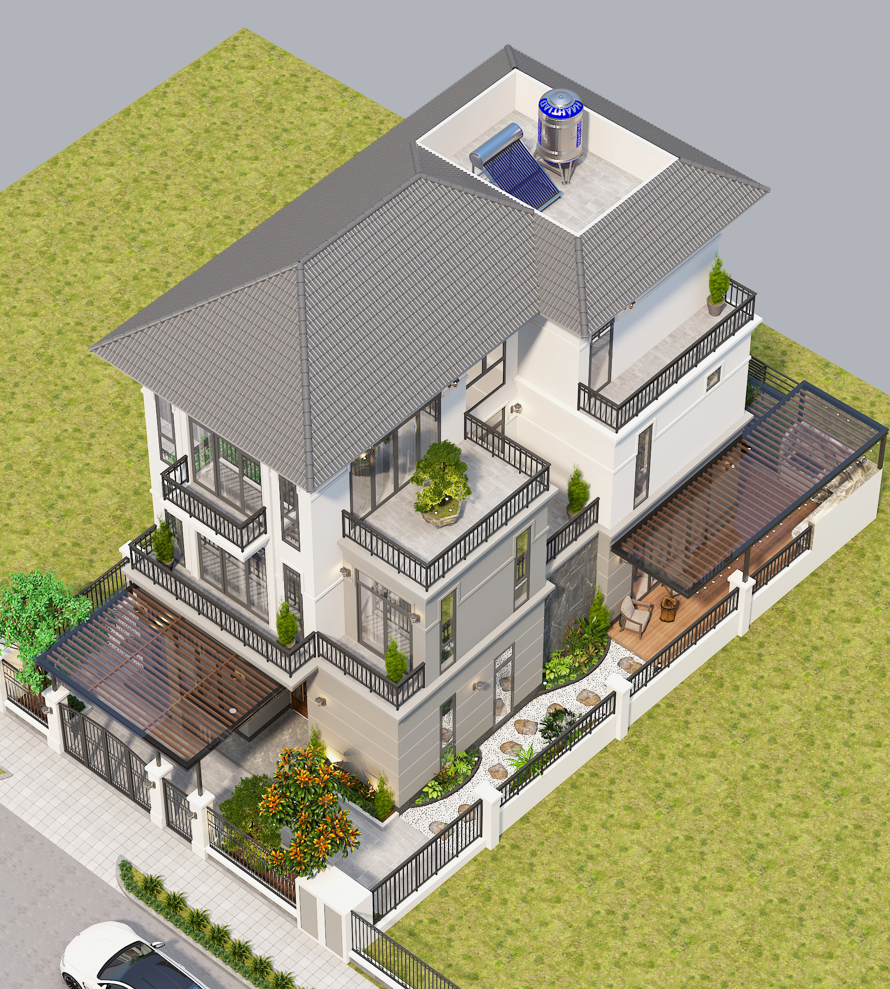 Biệt thự 3 tầng mái Nhật ngói xám tân cổ điển – Anh Long, Quảng Ninh – NAVI-BT37 gallery
