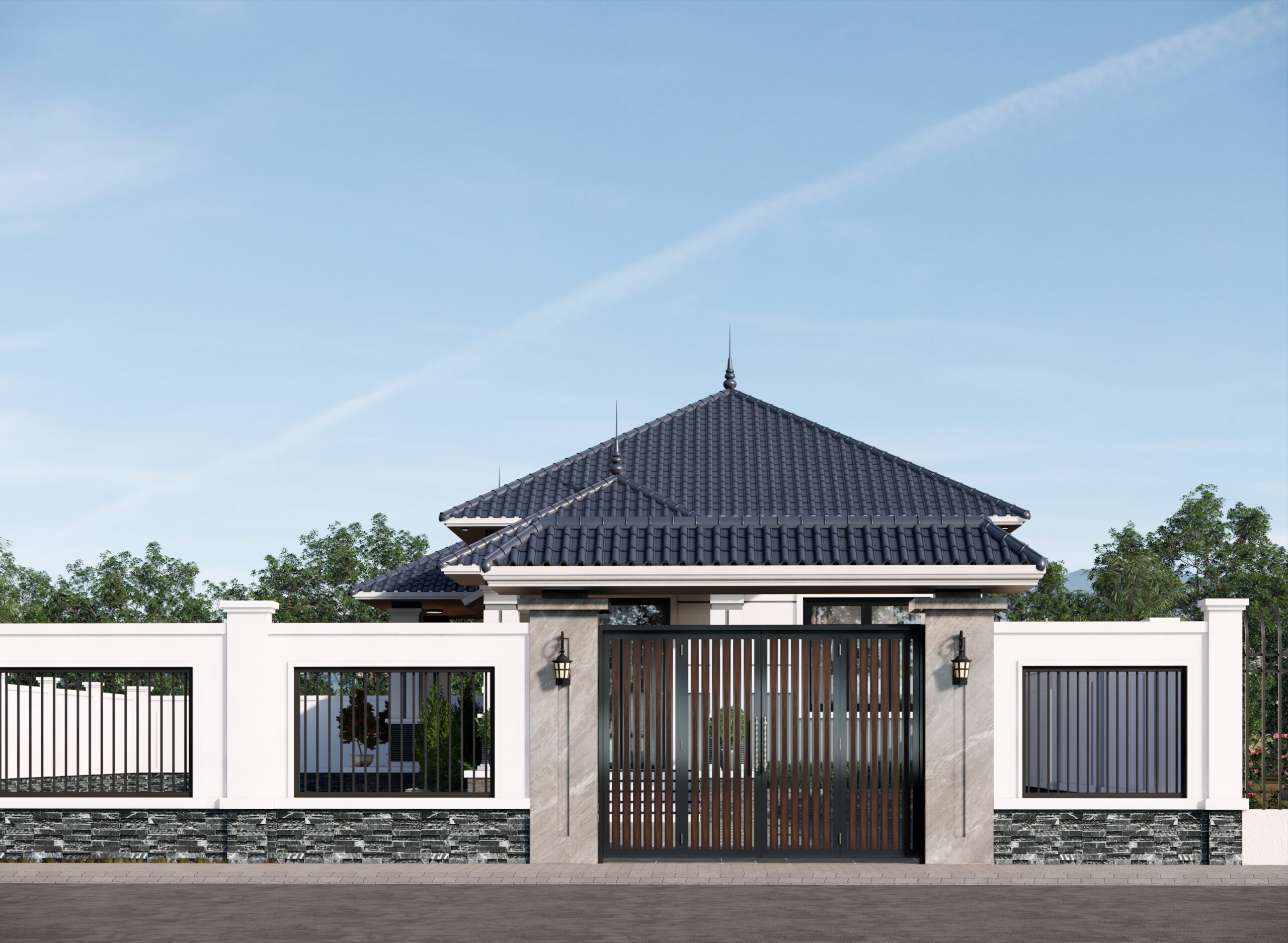 Biệt thự 1 tầng mái Nhật ngói xanh đen hiện đại – Anh Hòa, Hải Dương gallery