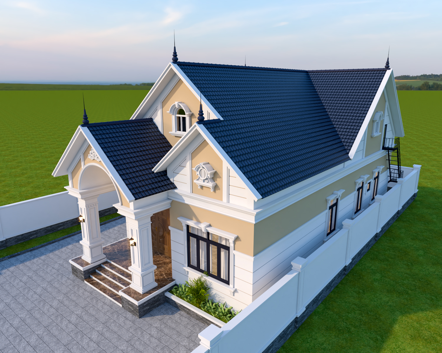 Nhà 1 tầng mái Thái ngói xanh đen tân cổ điển – Anh Phú, Thái Bình – NAVI-BT28 gallery