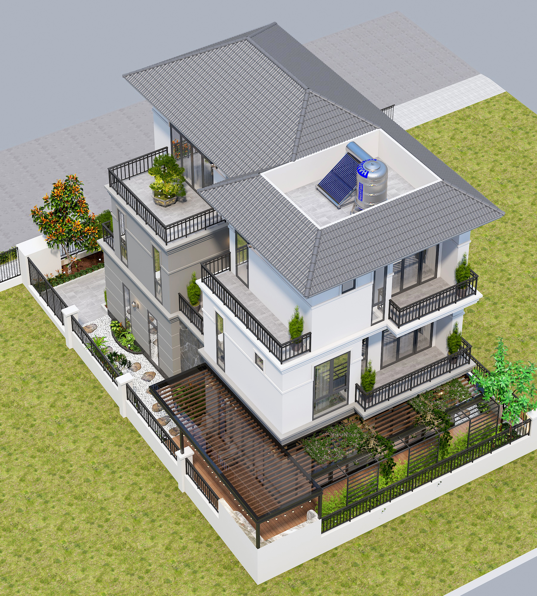 Biệt thự 3 tầng mái Nhật ngói xám tân cổ điển – Anh Long, Quảng Ninh – NAVI-BT37 gallery