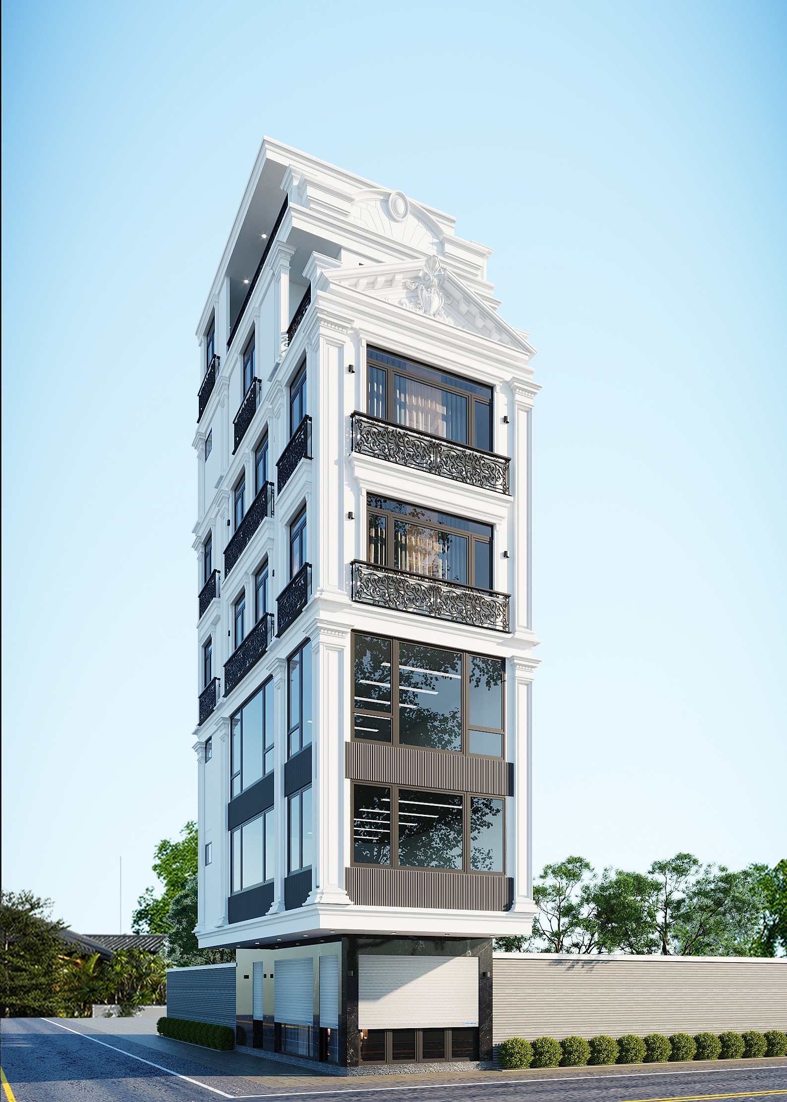 Nhà phố kết hợp kinh doanh 6 tầng 1 tum mái bằng tân cổ điển – Anh Minh, Hải Phòng – NAVI-NP04 gallery