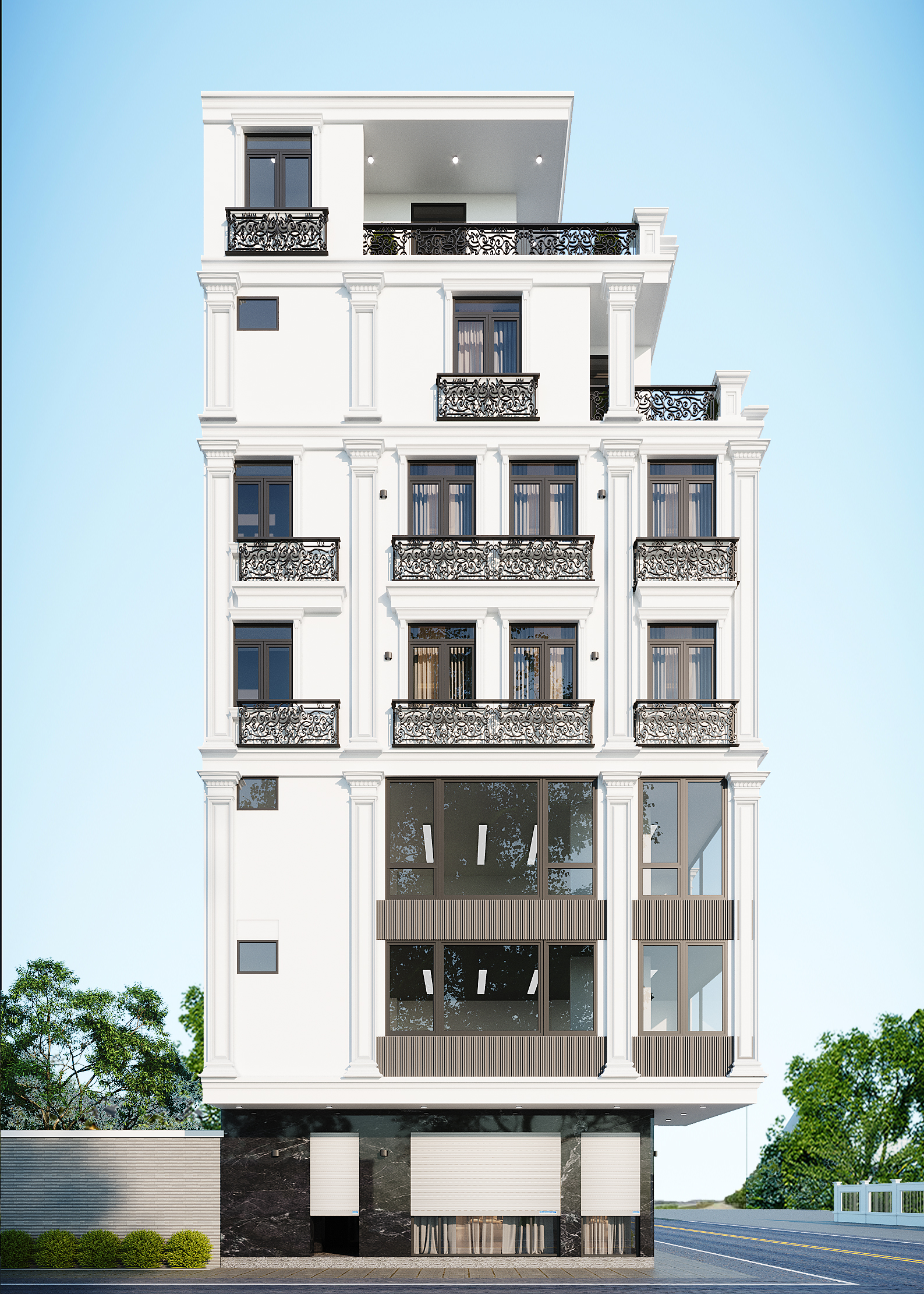 Nhà phố kết hợp kinh doanh 6 tầng 1 tum mái bằng tân cổ điển – Anh Minh, Hải Phòng – NAVI-NP04 gallery