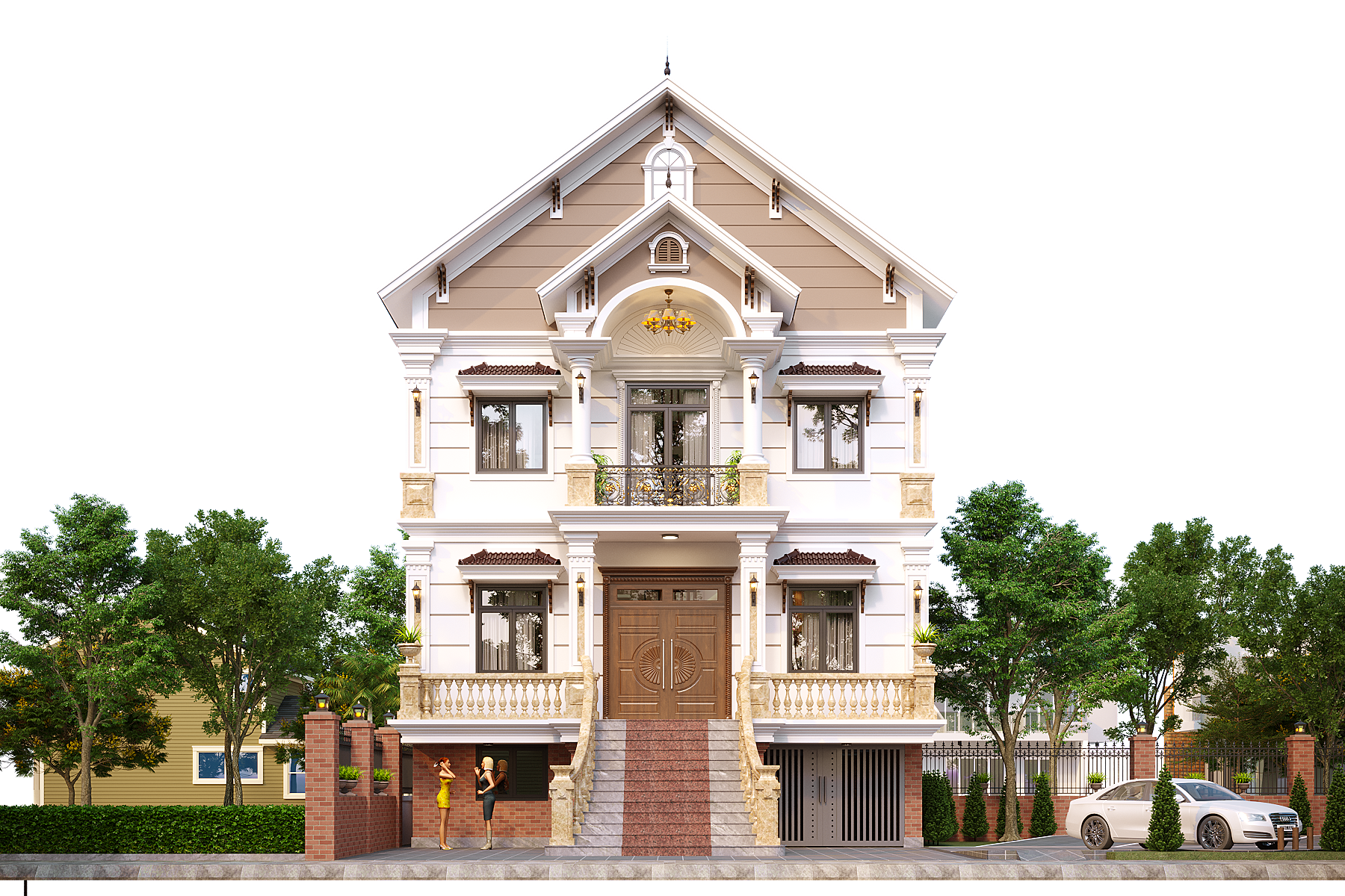 Nhà 2 tầng 1 tum có tầng hầm mái Thái ngói xanh đen tân cổ điển – Anh Tùng, Quảng Ninh – NAVI-BT59 gallery