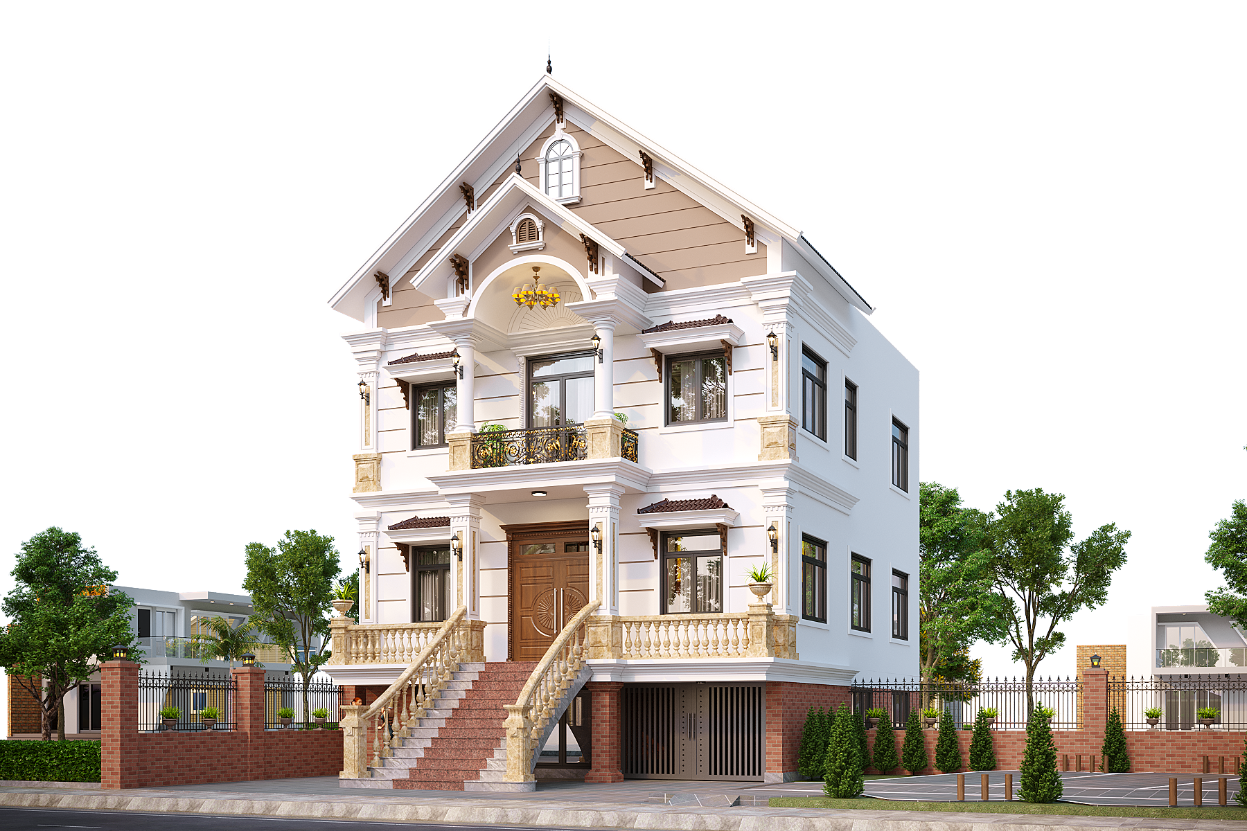 Nhà 2 tầng 1 tum có tầng hầm mái Thái ngói xanh đen tân cổ điển – Anh Tùng, Quảng Ninh – NAVI-BT59 gallery