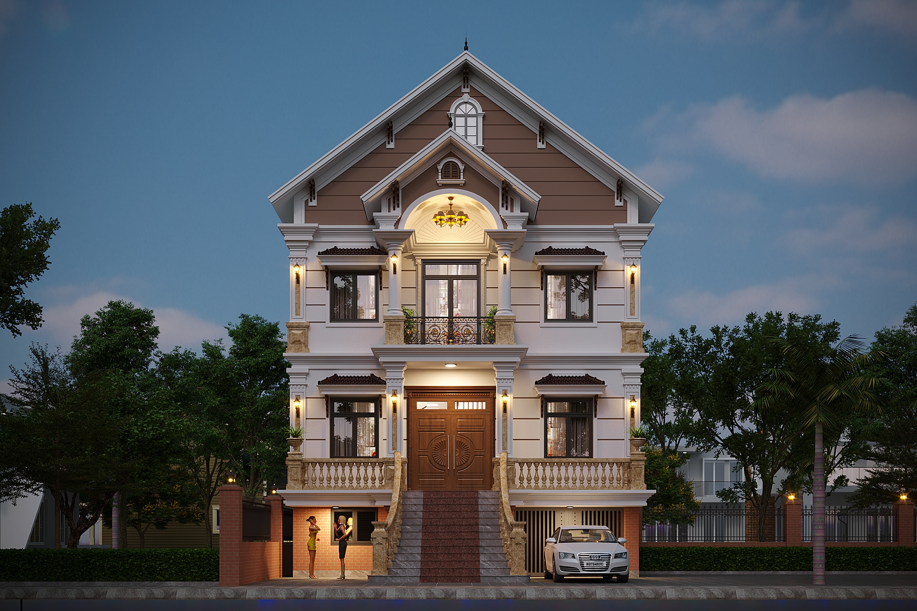 Nhà 2 tầng 1 tum mái Thái ngói xanh đen tân cổ điển (có tầng hầm) – Anh Thành, Vĩnh Phúc – NAVI-BT50 gallery