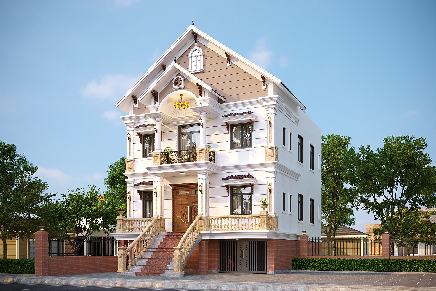 Nhà 2 tầng 1 tum mái Thái ngói xanh đen tân cổ điển (có tầng hầm) – Anh Thành, Vĩnh Phúc – NAVI-BT50 gallery