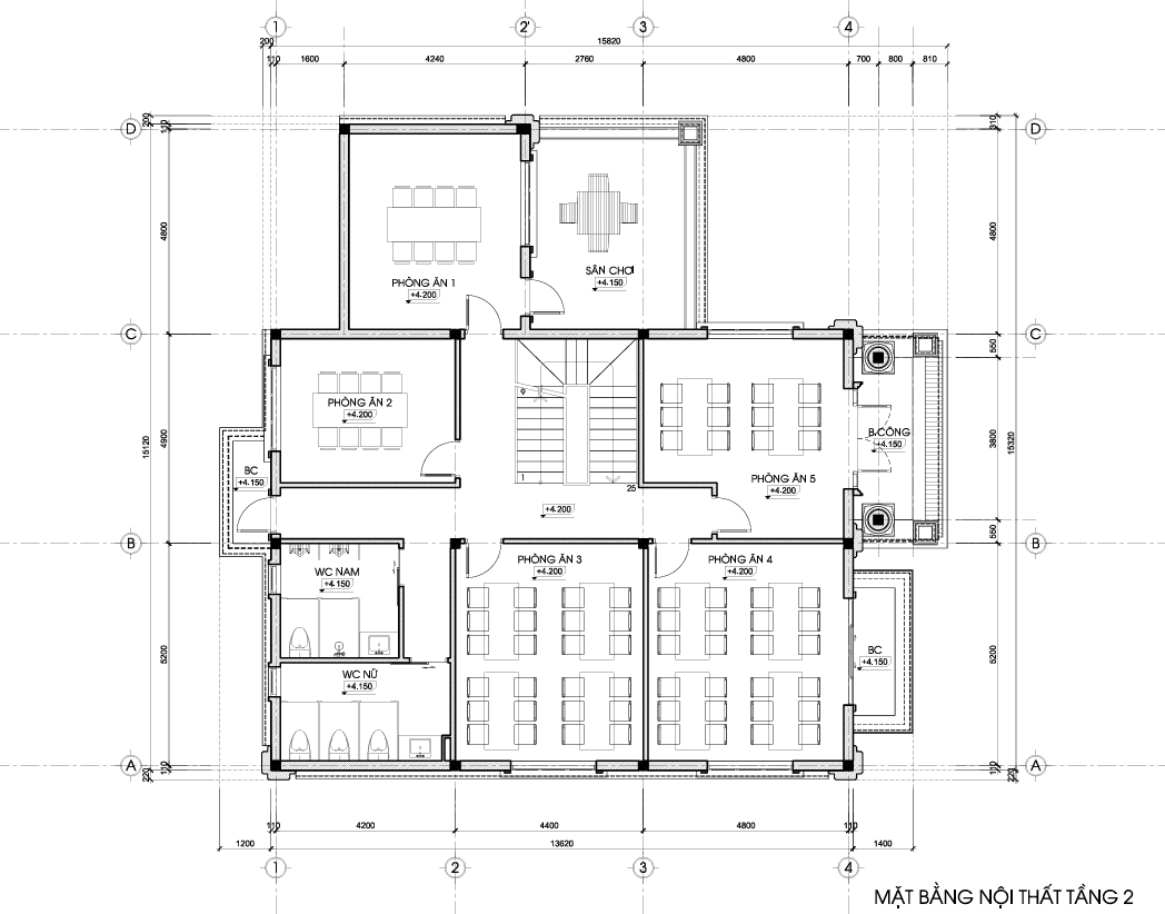 Nhà hàng 2 tầng kiểu Pháp mái Mansard tân cổ điển – Hoàng Liên, Phú Thọ gallery