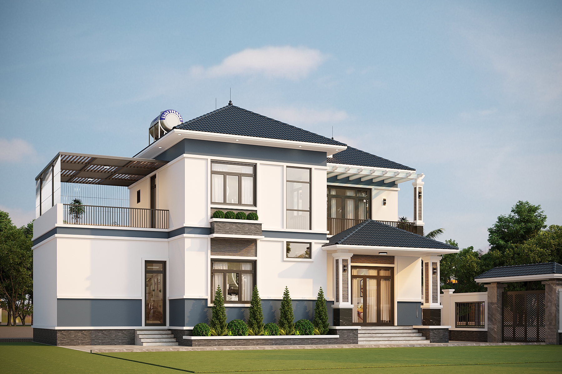 Nhà 2 tầng mái Nhật ngói xanh đen hiện đại – Anh Hùng, Phú Thọ – NAVI-BT33 gallery