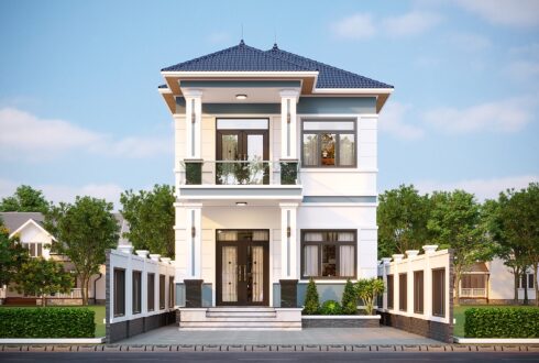 Biệt thự 2 tầng mái Nhật hiện đại – Anh Đạt, Hưng Yên