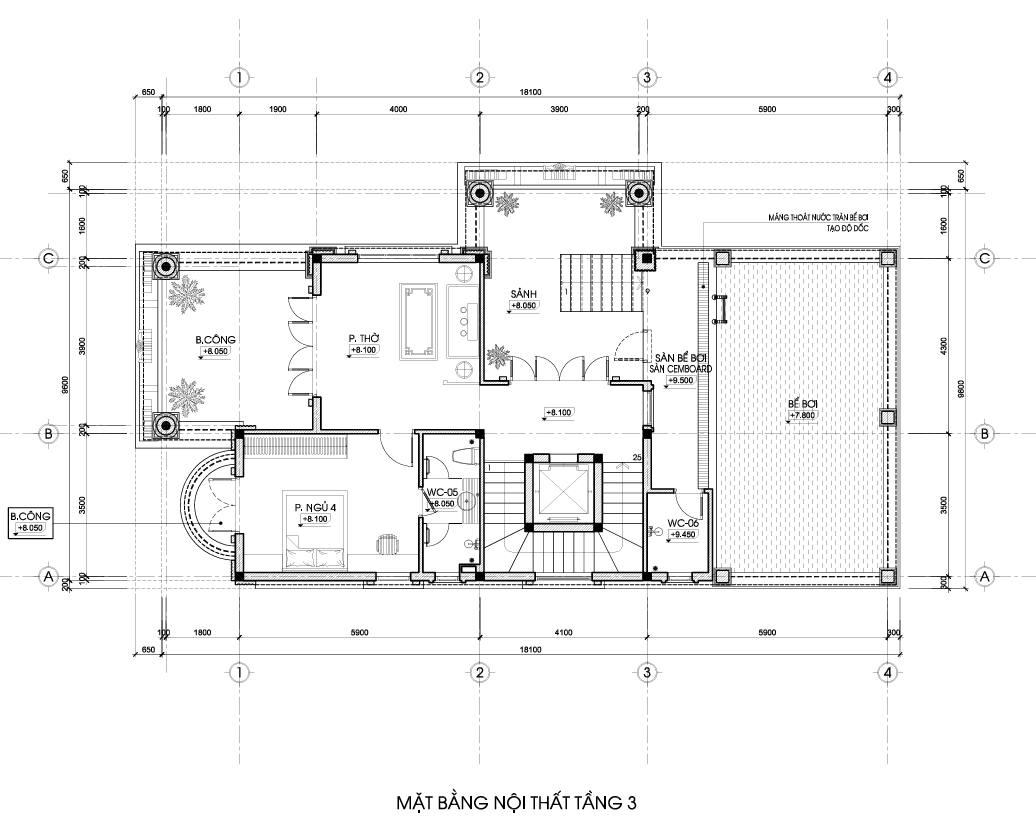 Biệt thự 3 tầng mái Nhật tân cổ điển có bể bơi trên sân thượng gallery