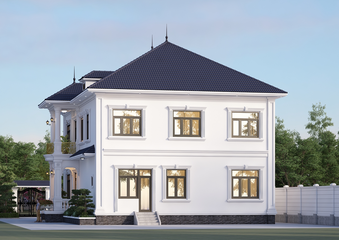 Nhà 2 tầng mái Nhật ngói xanh đen tân cổ điển – Anh Thành, Vĩnh Phúc – NAVI-BT50 gallery
