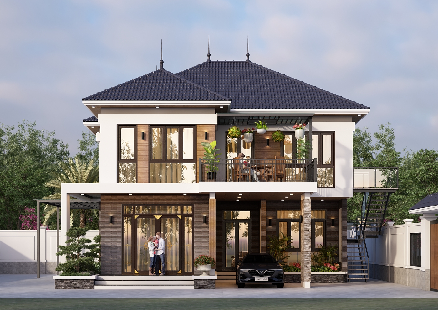 Nhà 2 tầng mái Nhật ngói xanh đen hiện đại – Anh Long, Nam Định – NAVI-BT54 gallery