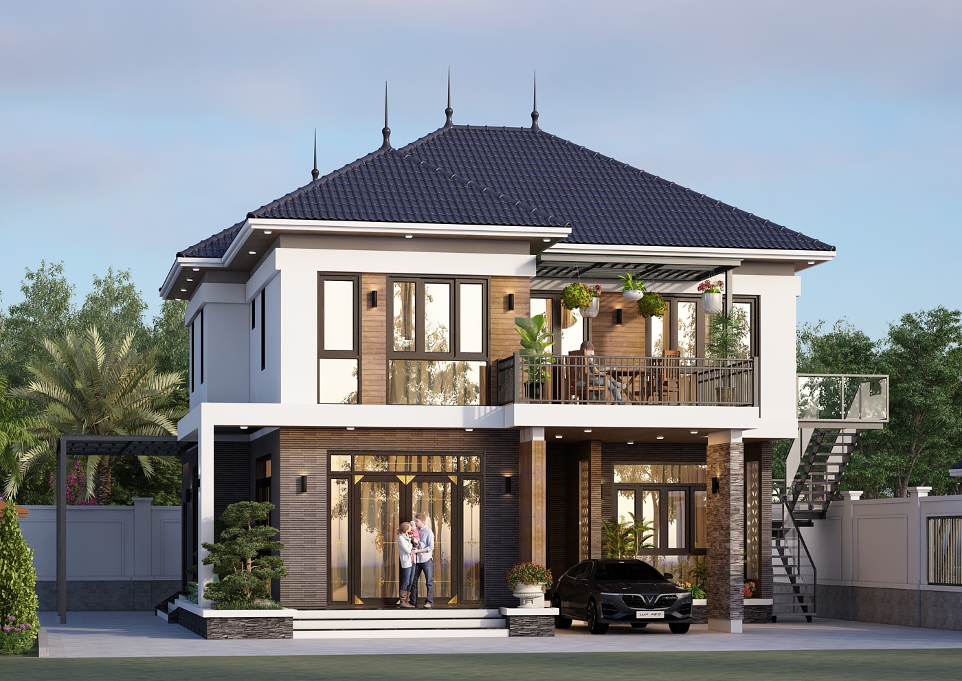 Nhà 2 tầng mái Nhật ngói xanh đen hiện đại – Anh Long, Nam Định – NAVI-BT54 gallery