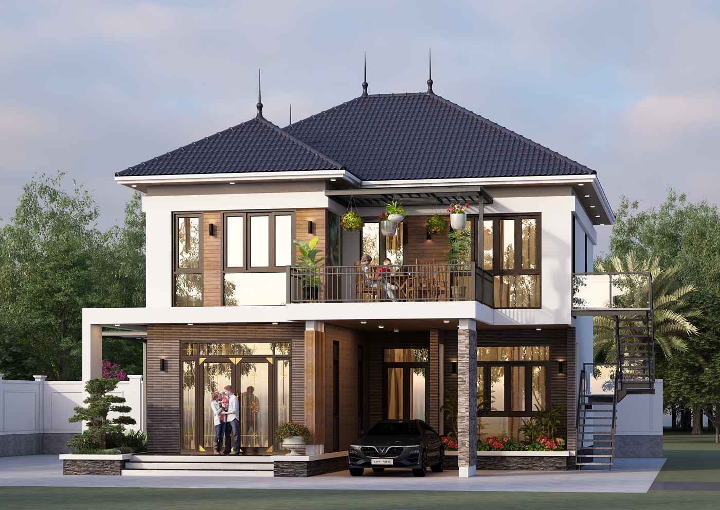 Nhà 2 tầng mái Nhật ngói xanh đen hiện đại – Anh Long, Nam Định – NAVI-BT54 gallery