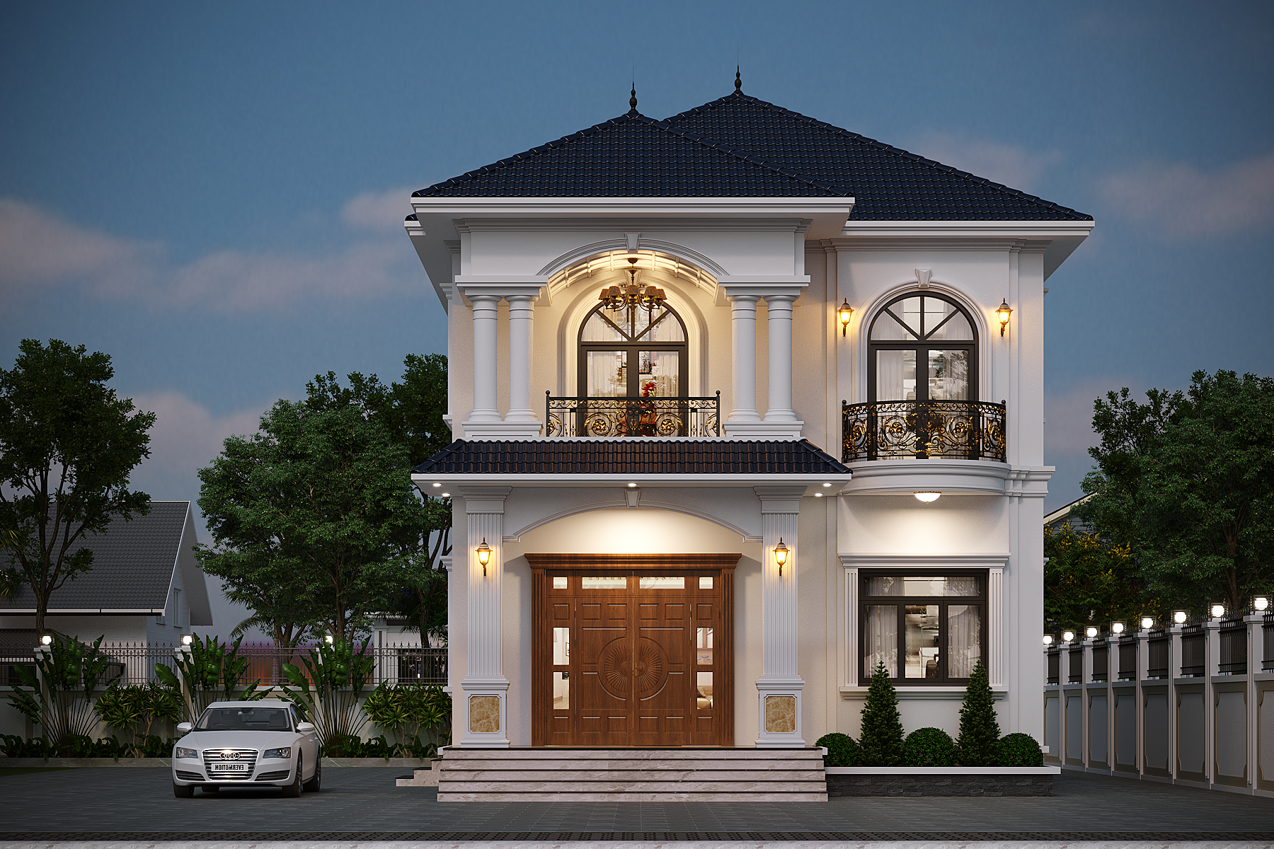 Nhà 2 tầng mái Nhật ngói xanh đen tân cổ điển – Anh Hùng, Thái Bình – NAVI-BT55 gallery
