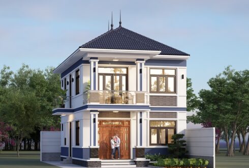 Nhà 2 tầng mái Nhật ngói xanh đen hiện đại – Anh Phong, Hà Nam – NAVI-BT56