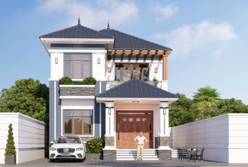 Nhà 2 tầng mái Nhật ngói xanh đen hiện đại – Anh Đạt, Bắc Ninh – NAVI-BT57