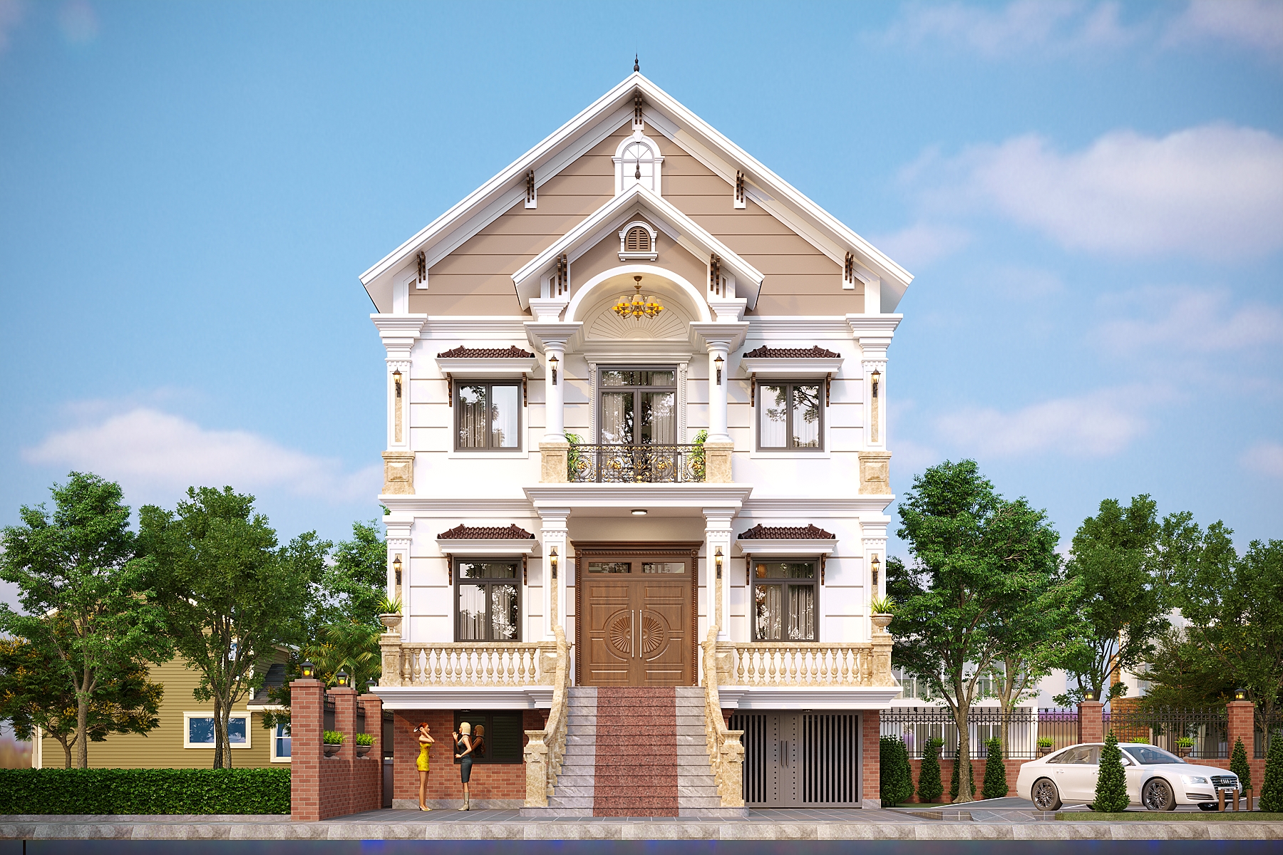 Nhà 2 tầng 1 tum có tầng hầm mái Thái ngói xanh đen tân cổ điển – Anh Tùng, Quảng Ninh – NAVI-BT59 gallery