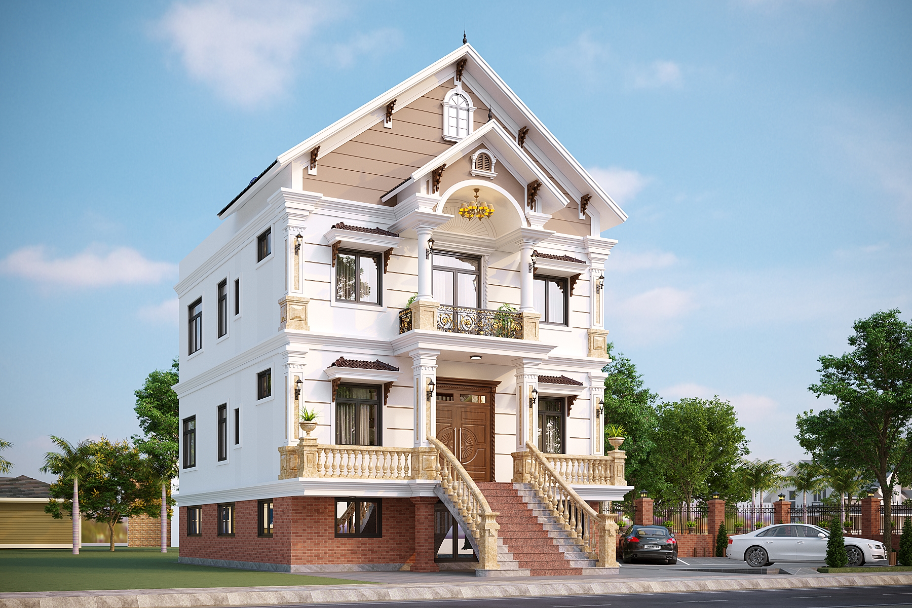Nhà 2 tầng 1 tum có tầng hầm mái Thái ngói xanh đen tân cổ điển – Anh Tùng, Quảng Ninh – NAVI-BT59 gallery
