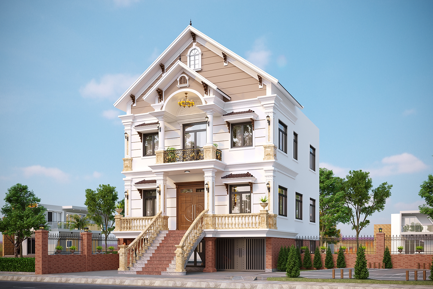 Nhà 2 tầng 1 tum có tầng hầm mái Thái ngói xanh đen tân cổ điển – Anh Tùng, Quảng Ninh – NAVI-BT59 gallery