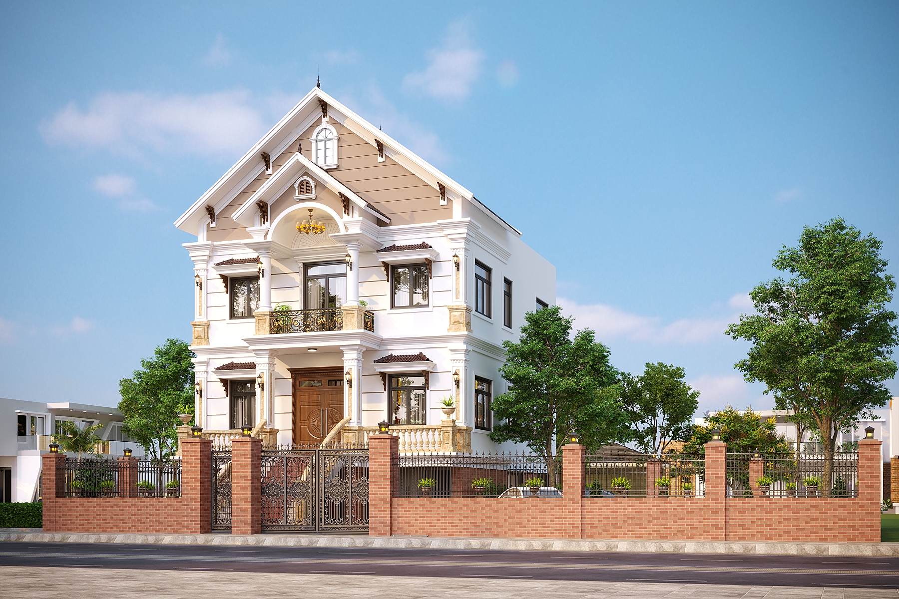 Nhà 2 tầng 1 tum có tầng hầm mái Thái ngói xanh đen tân cổ điển – Anh Tùng, Quảng Ninh – NAVI-BT59 gallery