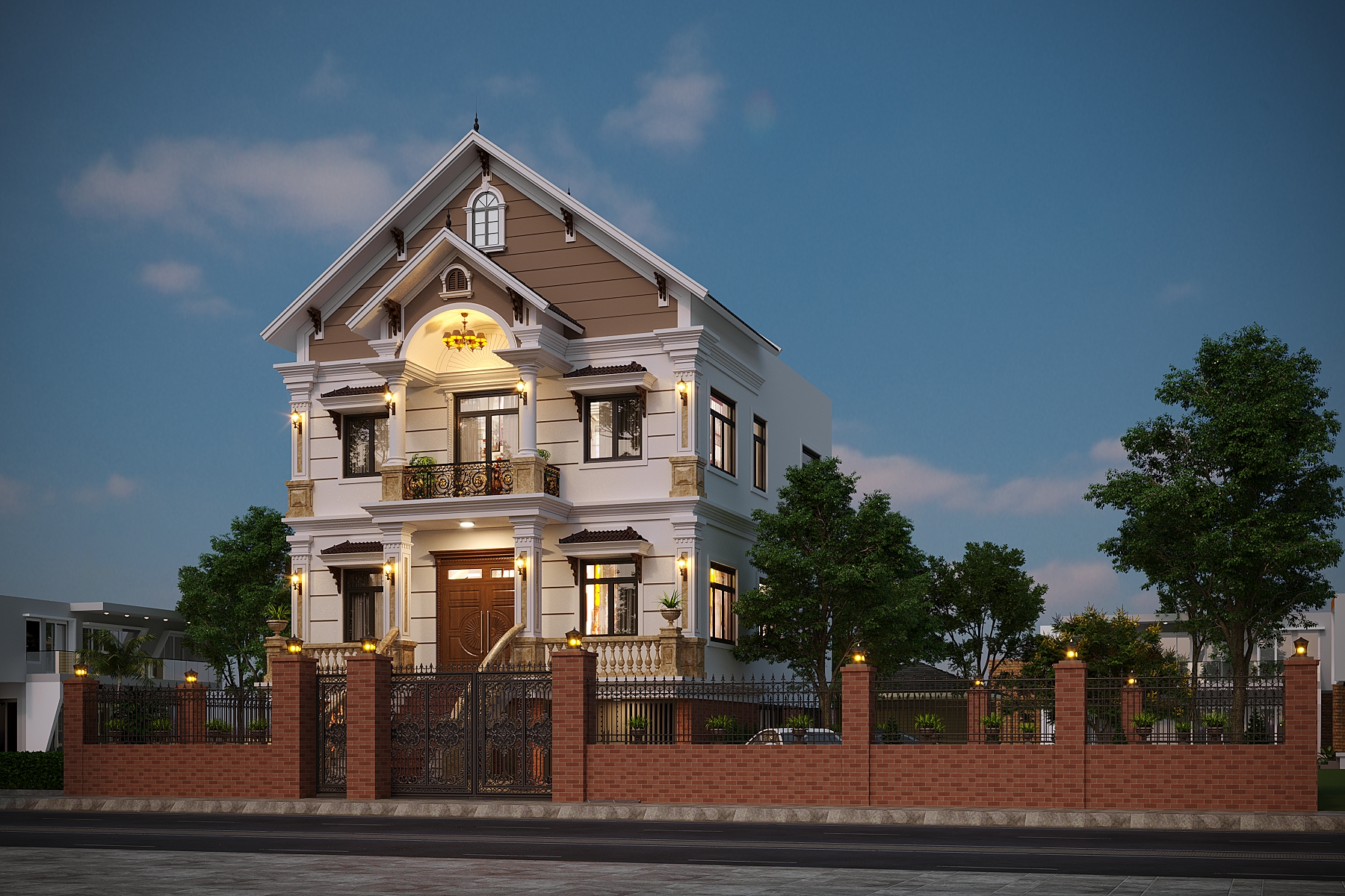 Nhà 2 tầng 1 tum có tầng hầm mái Thái ngói xanh đen tân cổ điển – Anh Tùng, Quảng Ninh – NAVI-BT59 gallery