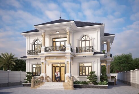 Nhà 2 tầng mái Nhật ngói xanh đen tân cổ điển – Anh Khánh, Hòa Bình – NAVI-BT60