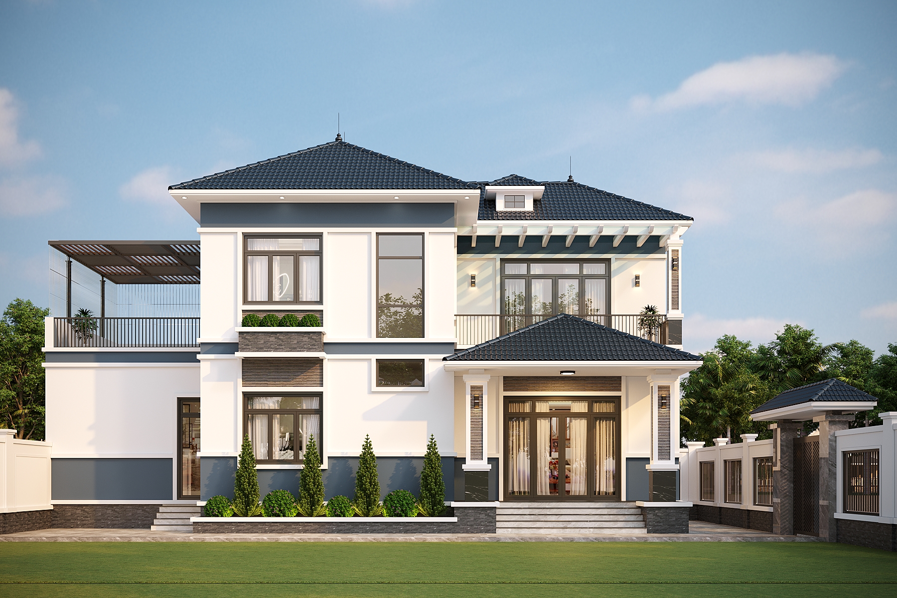 Nhà 2 tầng mái Nhật ngói xanh đen hiện đại – Anh Hùng, Phú Thọ – NAVI-BT33 gallery